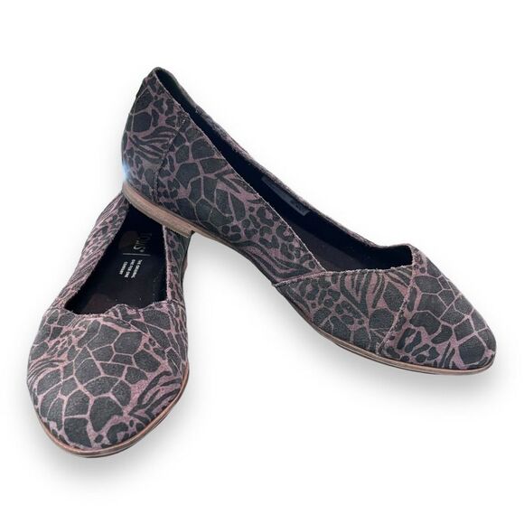 TOMS  Ballet Flats Womens Shoes Sz 6 Brown & Black Animal Print Fabric Slip On - Picture 6 of 9